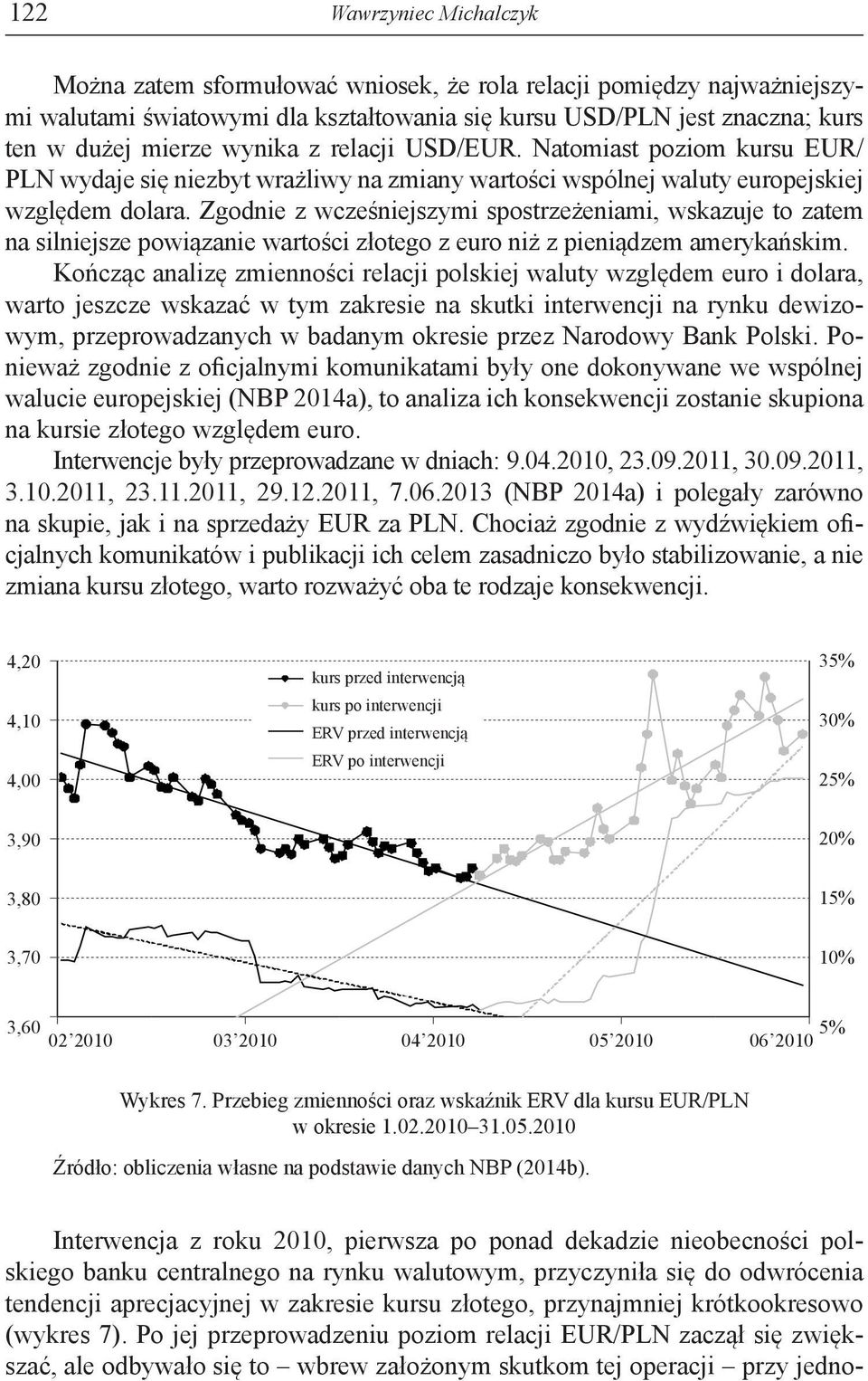 Zgodnie z wcześniejszymi spostrzeżeniami, wskazuje to zatem na silniejsze powiązanie wartości złotego z euro niż z pieniądzem amerykańskim.