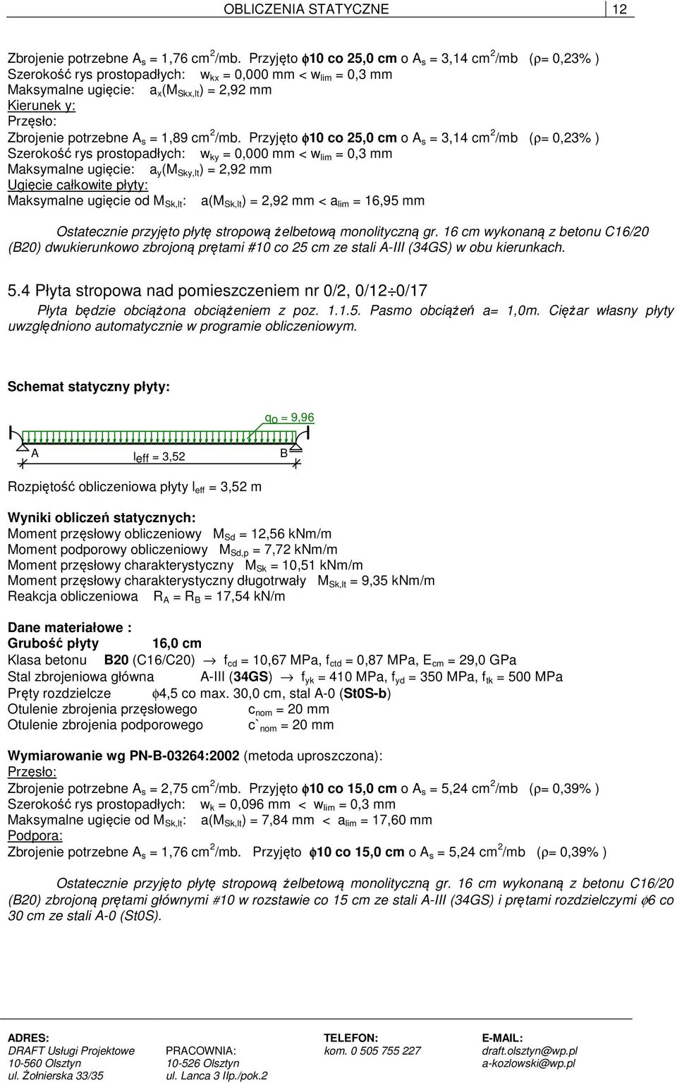 potrzebne A s = 1,89 cm 2 /mb.