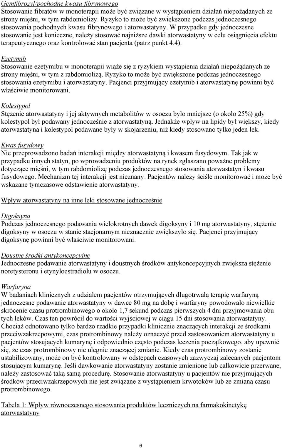 W przypadku gdy jednoczesne stosowanie jest konieczne, należy stosować najniższe dawki atorwastatyny w celu osiągnięcia efektu terapeutycznego oraz kontrolować stan pacjenta (patrz punkt 4.4).