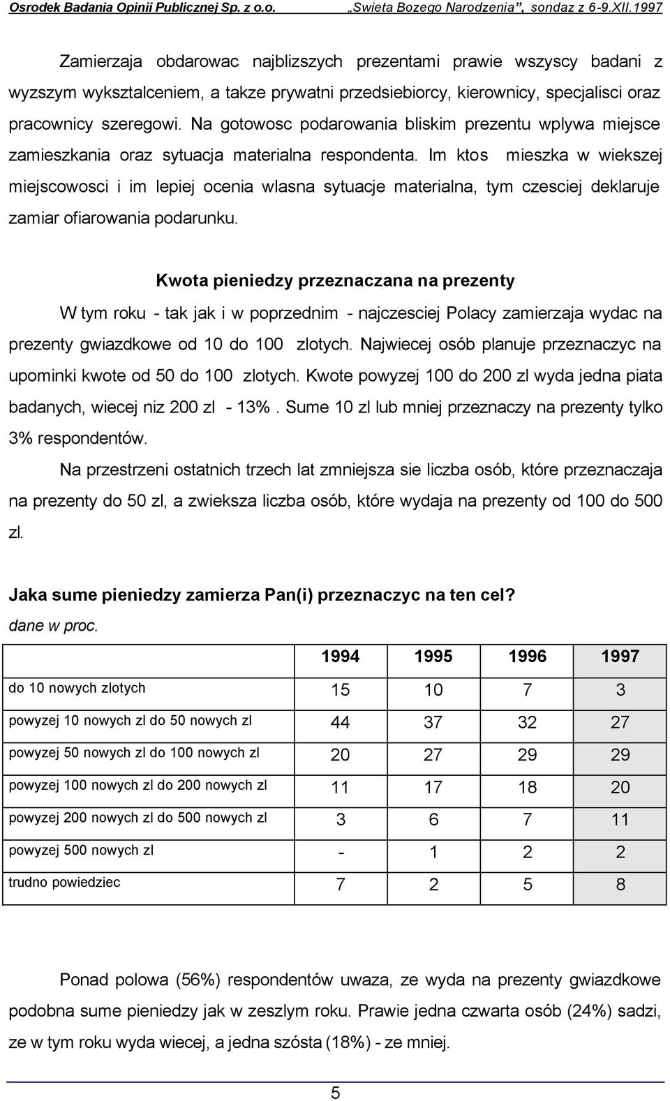 Im ktos mieszka w wiekszej miejscowosci i im lepiej ocenia wlasna sytuacje materialna, tym czesciej deklaruje zamiar ofiarowania podarunku.