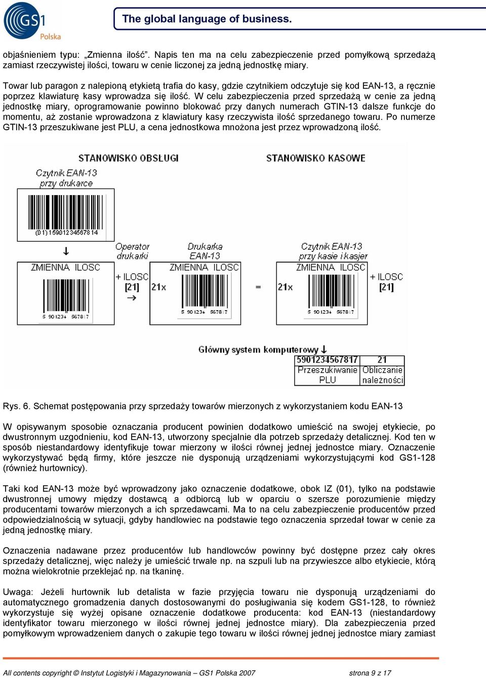 W celu zabezpieczenia przed sprzedażą w cenie za jedną jednostkę miary, oprogramowanie powinno blokować przy danych numerach GTIN-13 dalsze funkcje do momentu, aż zostanie wprowadzona z klawiatury