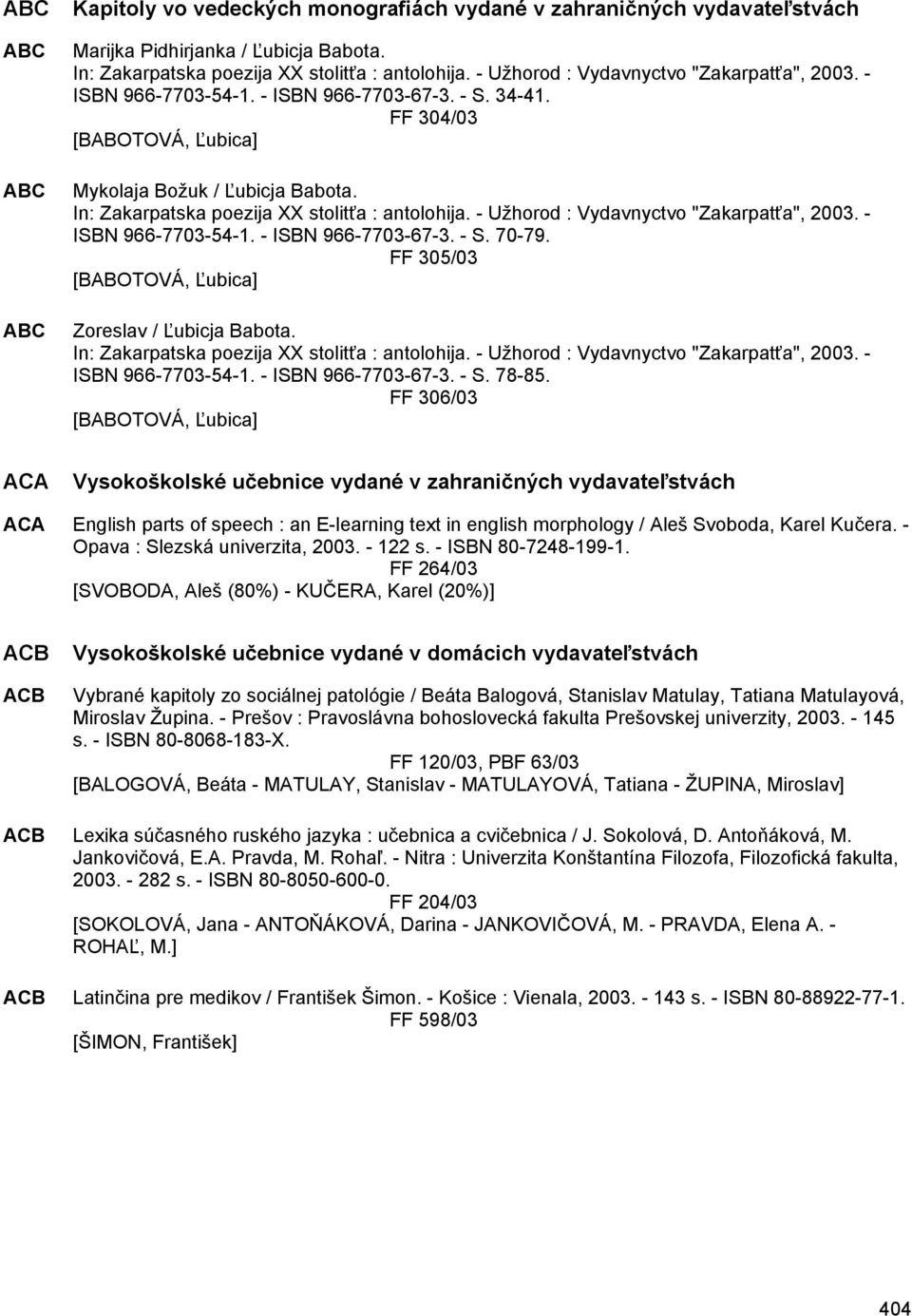 In: Zakarpatska poezija XX stolitťa : antolohija. - Užhorod : Vydavnyctvo "Zakarpatťa", 2003. - ISBN 966-7703-54-1. - ISBN 966-7703-67-3. - S. 70-79.