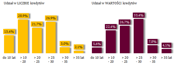 Struktura portfela kredytowego według wartości kredytu Liczba kredytów (sztuki) (sztuki) Wartość kredytów (mln zł) OGÓŁEM Złotowe Walutowe OGÓŁEM Złotowe Walutowe OGÓŁEM 1 948 963 1 318 514 630 449