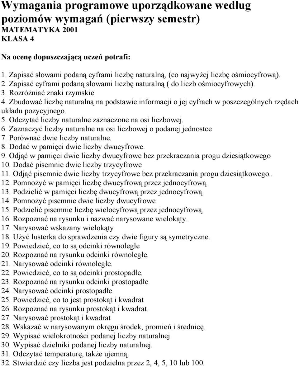 Zbudować liczbę naturalną na podstawie informacji o jej cyfrach w poszczególnych rzędach układu pozycyjnego. 5. Odczytać liczby naturalne zaznaczone na osi liczbowej. 6.