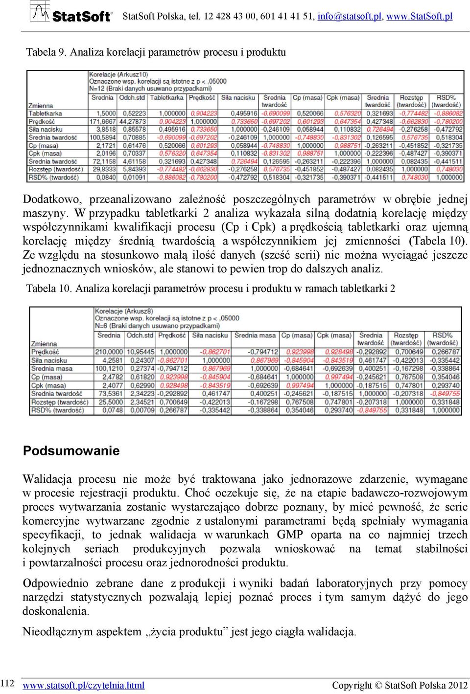 współczynnikiem jej zmienności (Tabela 10). Ze względu na stosunkowo małą ilość danych (sześć serii) nie można wyciągać jeszcze jednoznacznych wniosków, ale stanowi to pewien trop do dalszych analiz.