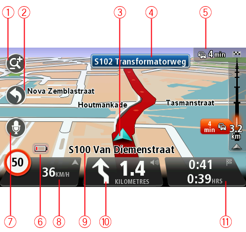 Widok z perspektywy kierowcy Informacje o widoku z perspektywy kierowcy Gdy urządzenie nawigacyjne TomTom zostanie uruchomione po raz pierwszy, zostanie wyświetlony widok z perspektywy kierowcy