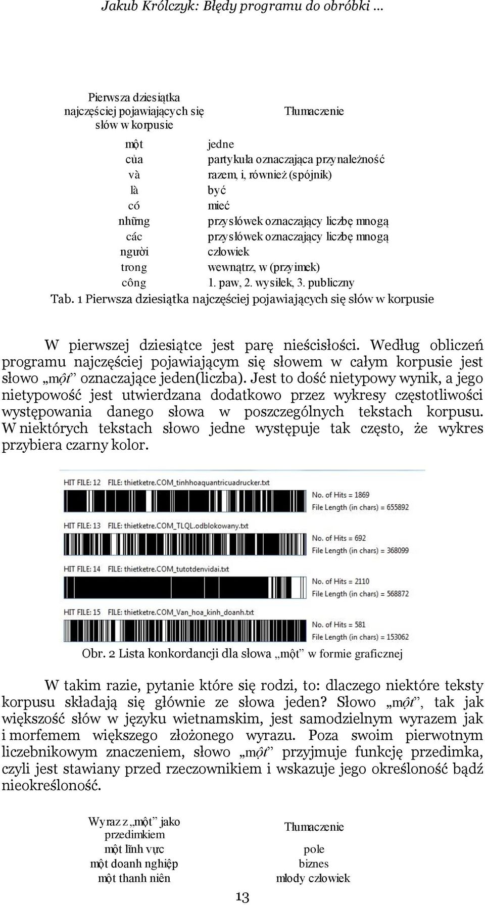 1 Pierwsza dziesiątka najczęściej pojawiających się słów w korpusie W pierwszej dziesiątce jest parę nieścisłości.