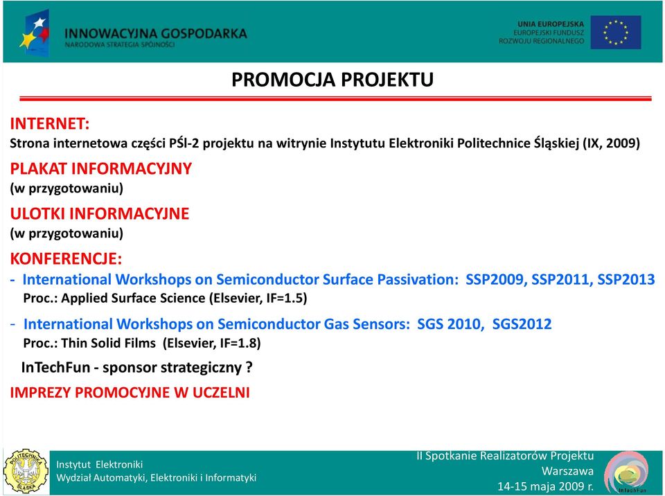 Surface Passivation: SSP2009, SSP2011, SSP2013 Proc.: Applied Surface Science (Elsevier, IF=1.