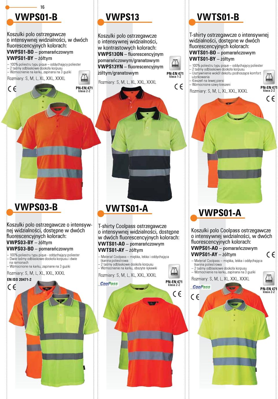 VWPS13YN fl uorescencyjnym żółtym/granatowym klasa 1-2 T-shirty ostrzegawcze o intensywnej widzialności, dostępne w dwóch V W T S 01- B O pomarańczowym V W T S 01- B Y żółtym 100% poliestru typu