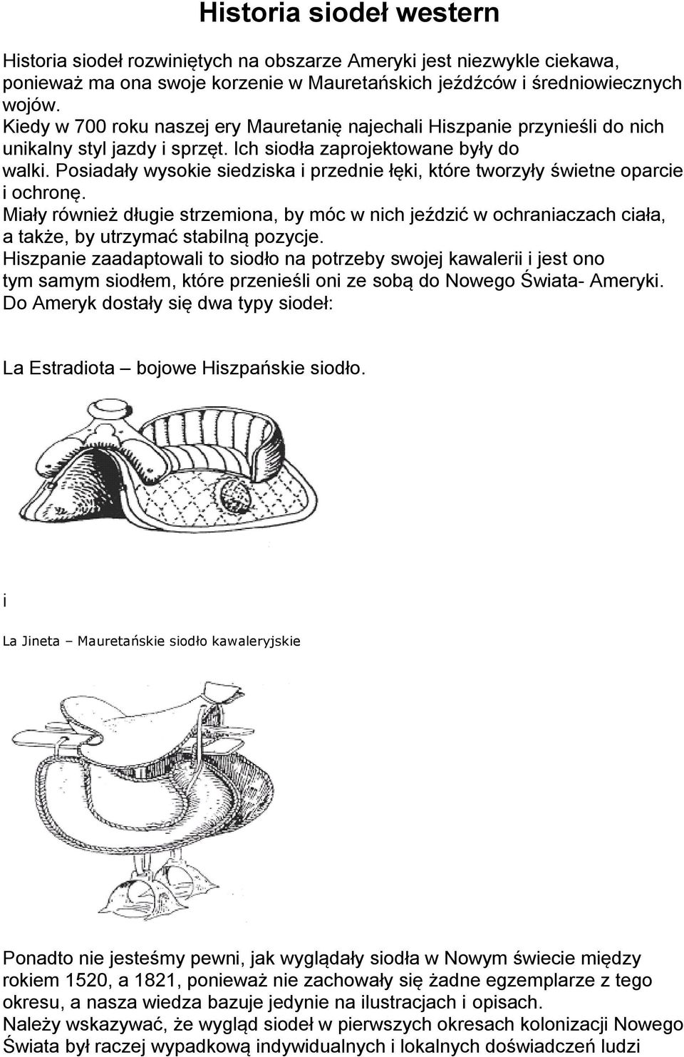 Posiadały wysokie siedziska i przednie łęki, które tworzyły świetne oparcie i ochronę.