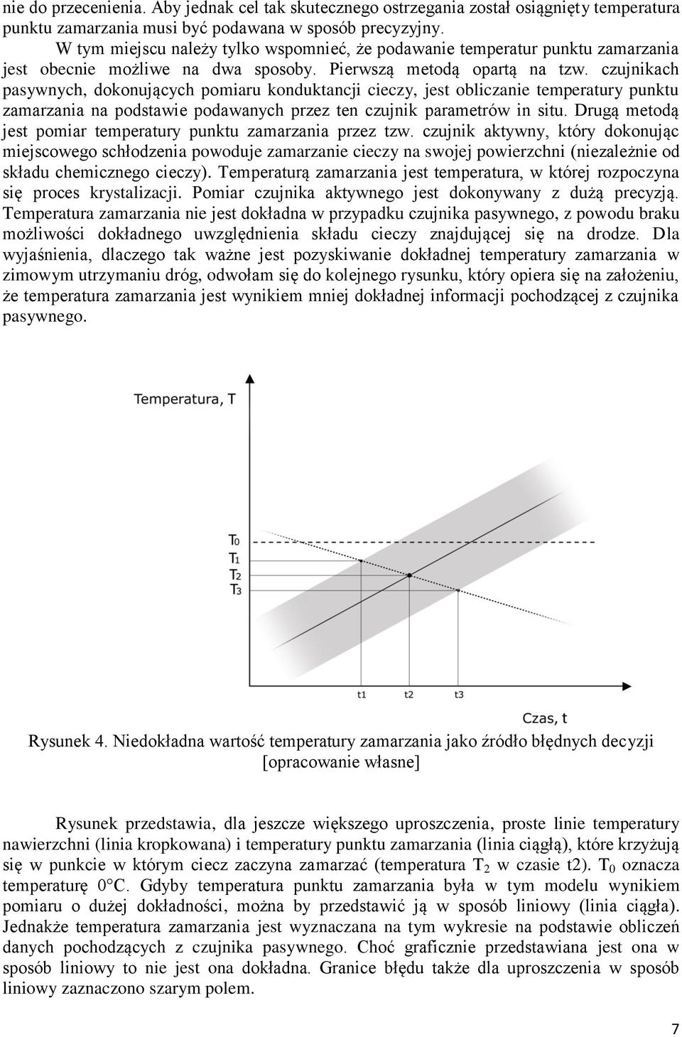 czujnikach pasywnych, dokonujących pomiaru konduktancji cieczy, jest obliczanie temperatury punktu zamarzania na podstawie podawanych przez ten czujnik parametrów in situ.