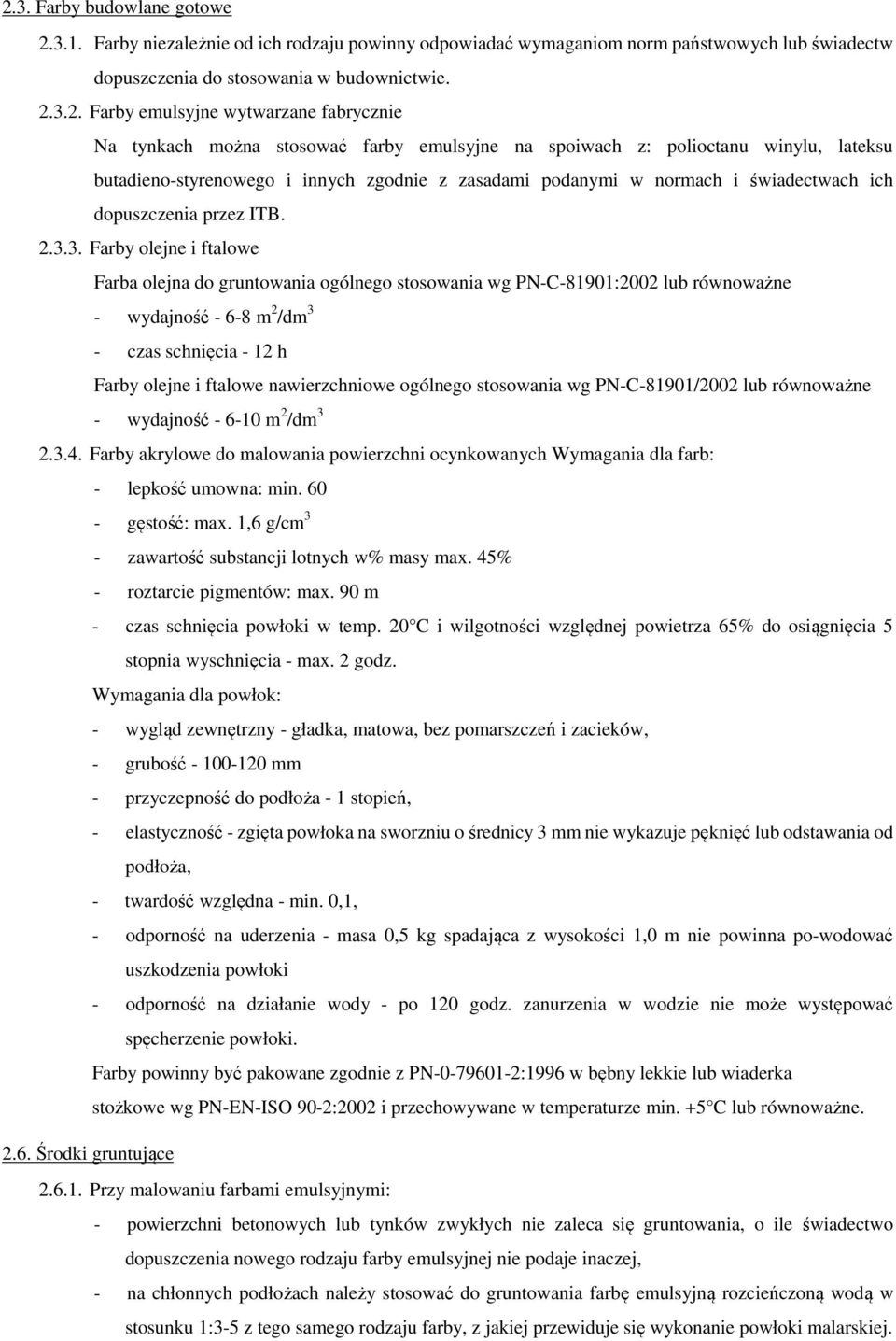 dopuszczenia przez ITB. 2.3.