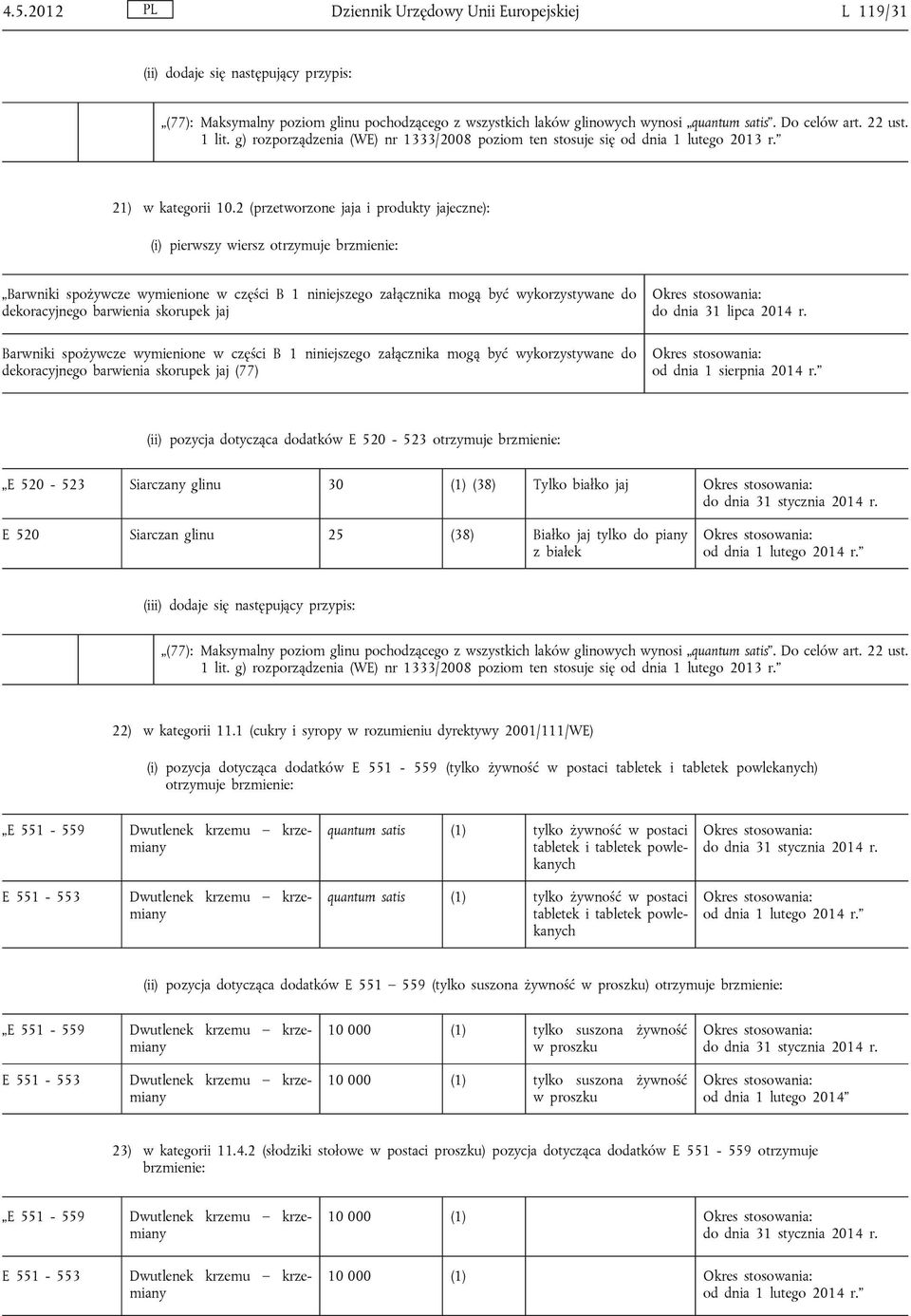 2 (przetworzone jaja i produkty jajeczne): (i) pierwszy wiersz otrzymuje brzmienie: Barwniki spożywcze wymienione w części B 1 niniejszego załącznika mogą być wykorzystywane do dekoracyjnego