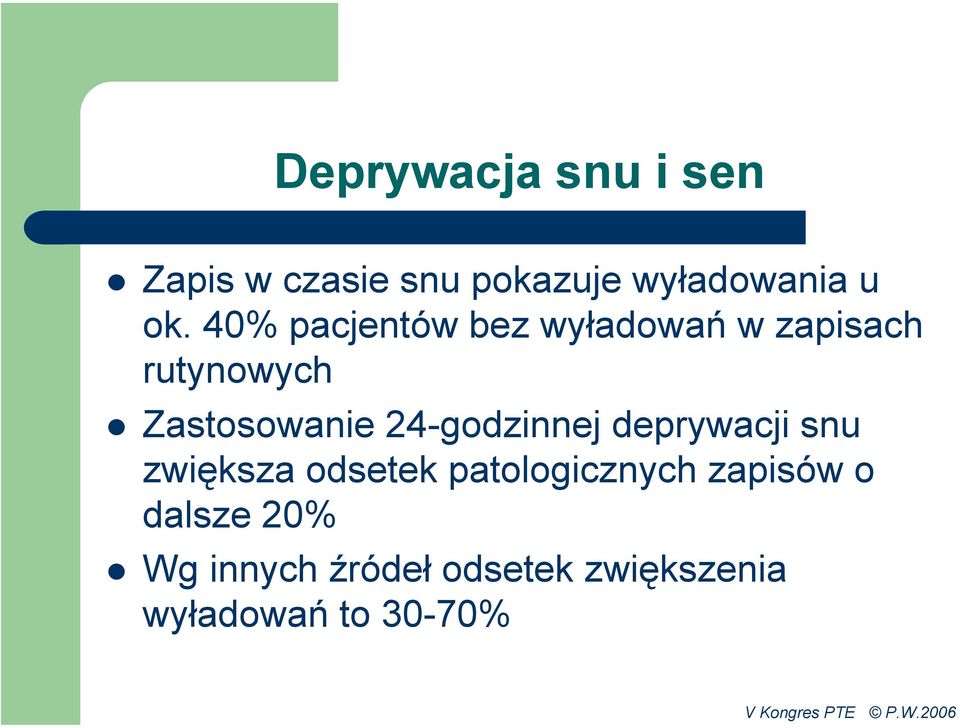 24-godzinnej deprywacji snu zwiększa odsetek patologicznych