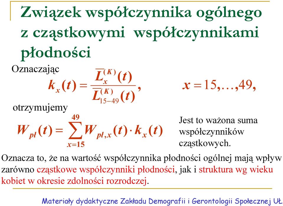 suma współczynników cząstkowych.