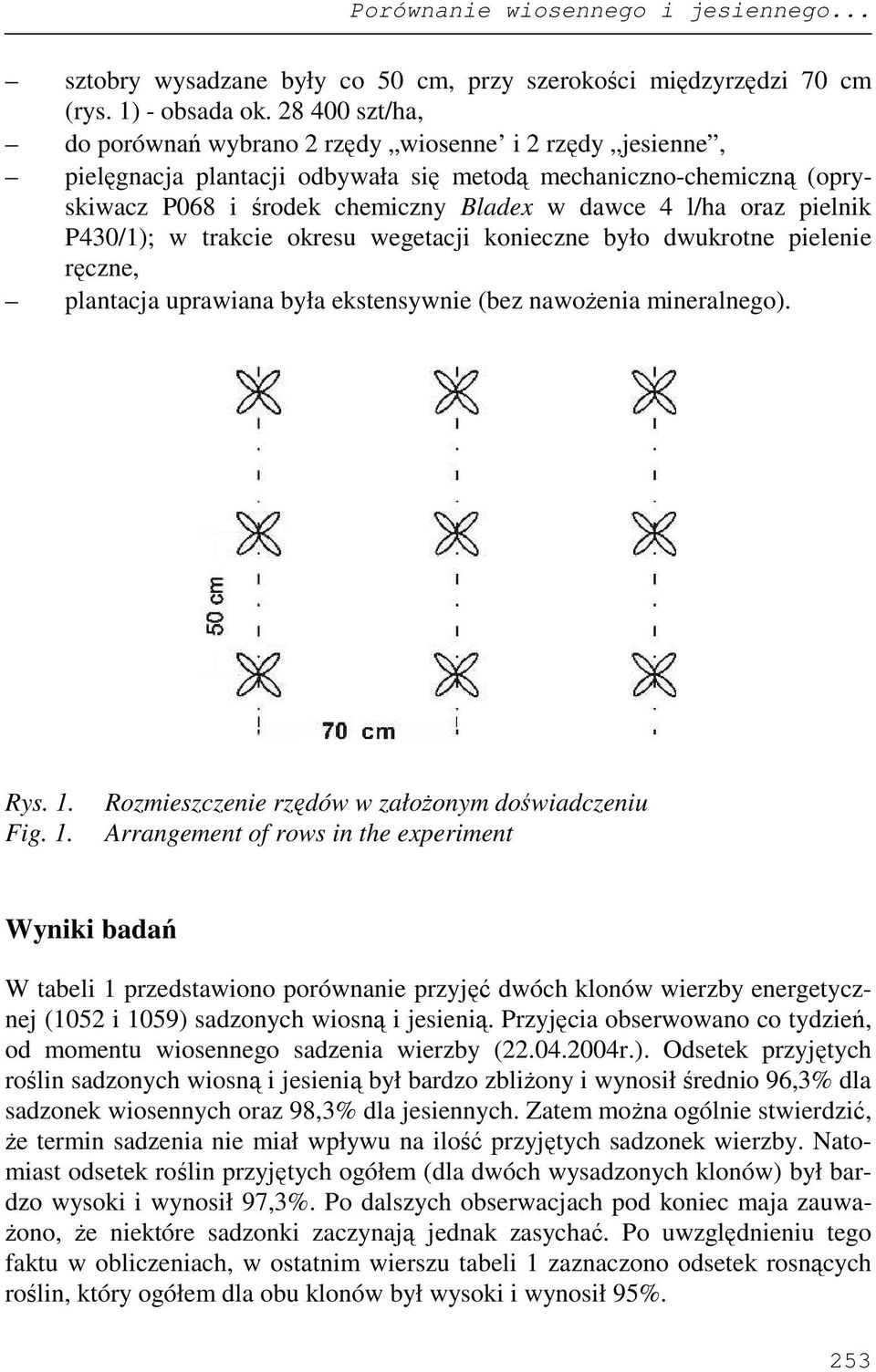 pielnik P430/1); w trakcie okresu wegetacji konieczne było dwukrotne pielenie ręczne, plantacja uprawiana była ekstensywnie (bez nawoŝenia mineralnego). Rys. 1.