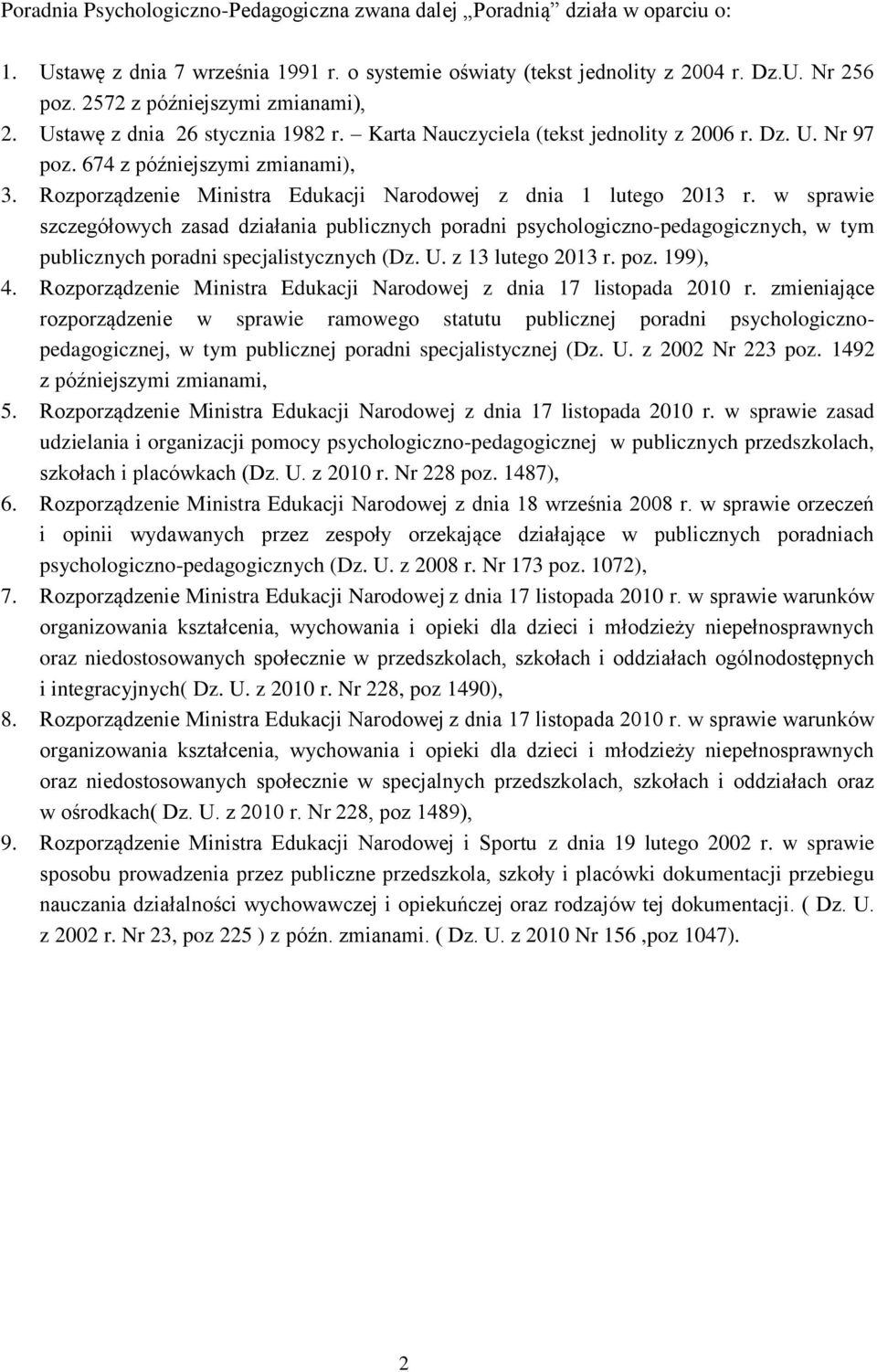 Rozporządzenie Ministra Edukacji Narodowej z dnia 1 lutego 2013 r.