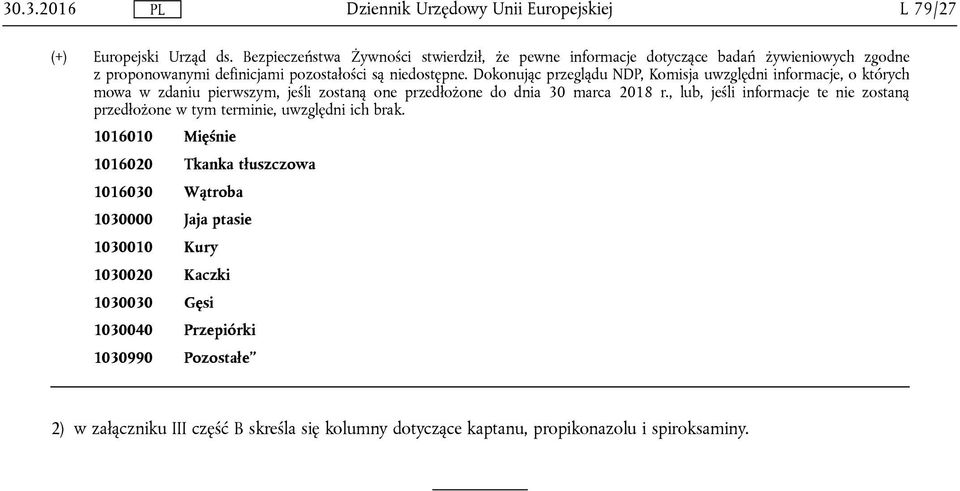 Dokonując przeglądu NDP, Komisja uwzględni informacje, o których mowa w zdaniu pierwszym, jeśli zostaną one przedłożone do dnia 30 marca 2018 r.