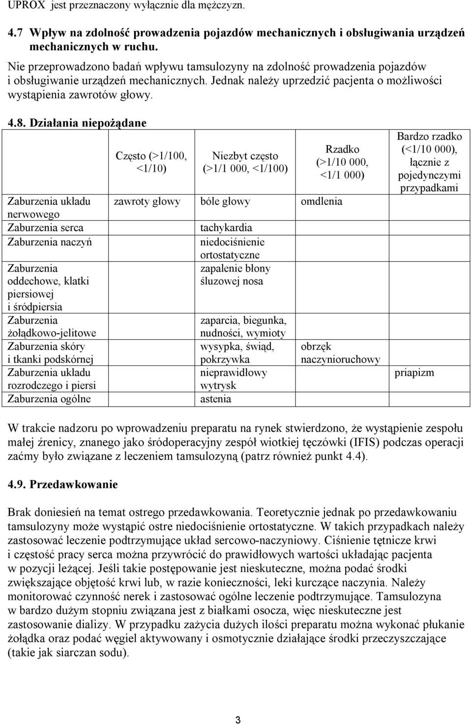 Działania niepożądane Zaburzenia układu nerwowego Zaburzenia serca Zaburzenia naczyń Zaburzenia oddechowe, klatki piersiowej i śródpiersia Zaburzenia żołądkowo-jelitowe Zaburzenia skóry i tkanki