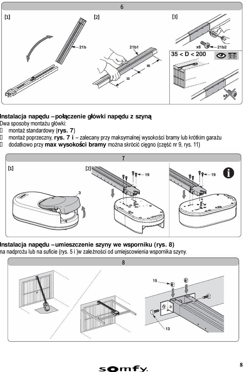 7 i zalecany przy maksymalnej wysokości bramy lub krótkim garażu dodatkowo przy max wysokości bramy