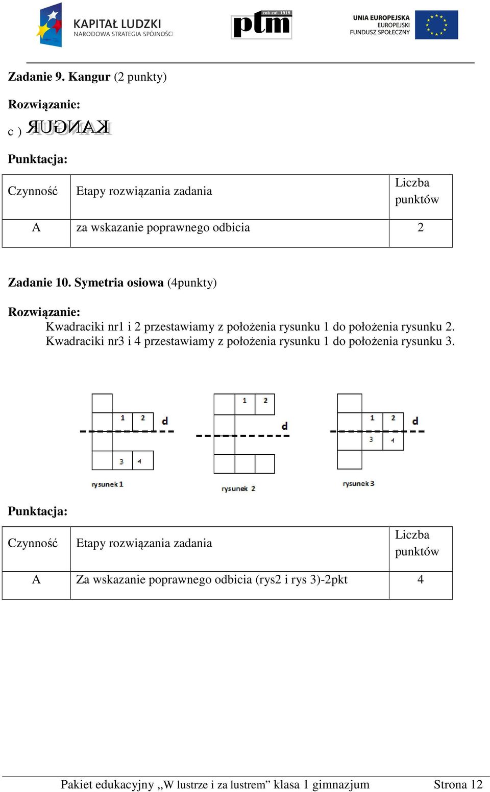 położenia rysunku 2. Kwadraciki nr3 i przestawiamy z położenia rysunku 1 do położenia rysunku 3.