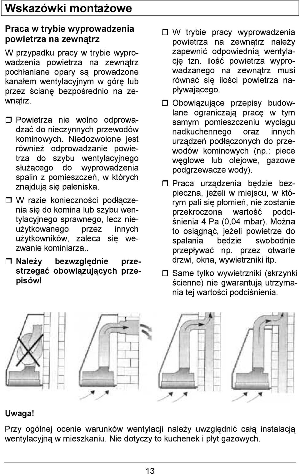 Niedozwolone jest równie& odprowadzanie powietrza do szybu wentylacyjnego su&cego do wyprowadzenia spalin z pomieszcze-, w których znajduj si$ paleniska.