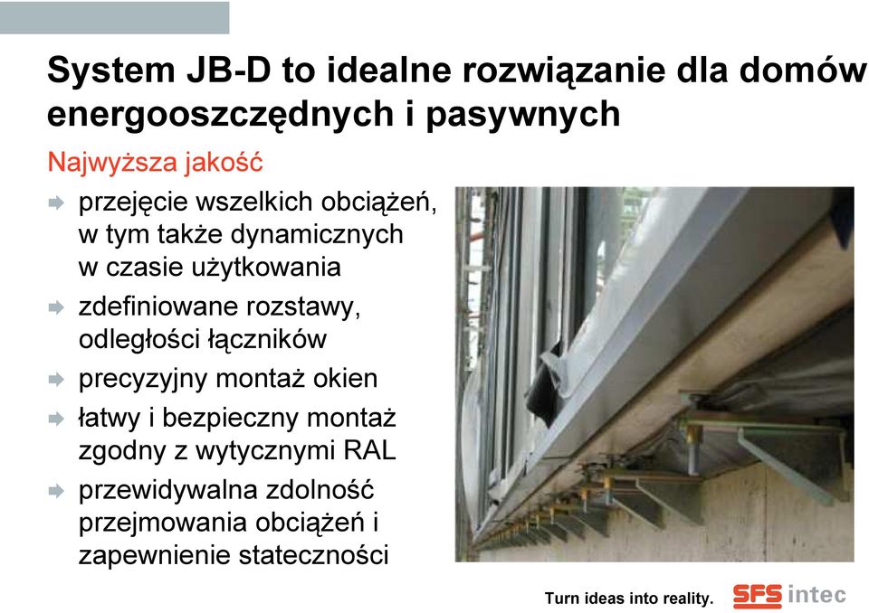 zdefiniowane rozstawy, odległości łączników precyzyjny montaż okien łatwy i bezpieczny