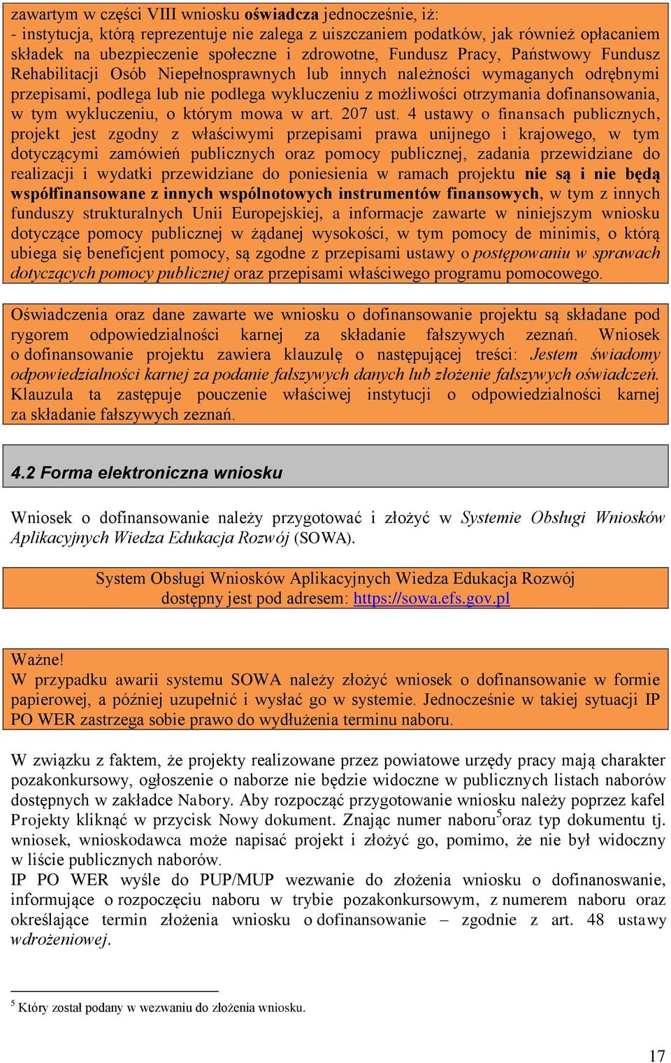 dofinansowania, w tym wykluczeniu, o którym mowa w art. 207 ust.