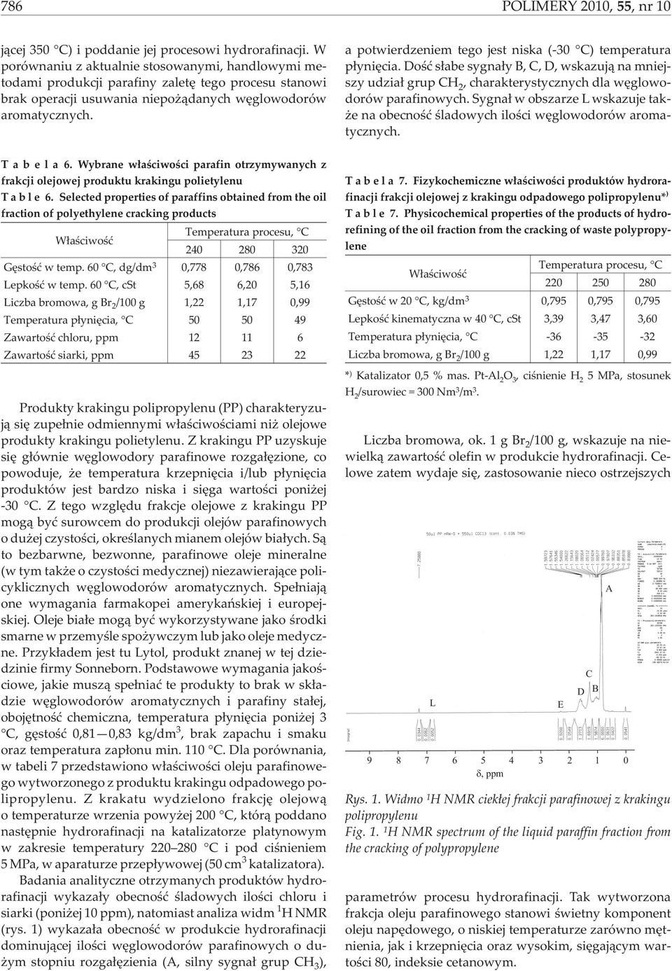 a potwierdzeniem tego jest niska (-30 C) temperatura p³yniêcia. Doœæ s³abe sygna³y B, C, D, wskazuj¹ na mniejszy udzia³ grup CH 2, charakterystycznych dla wêglowodorów parafinowych.