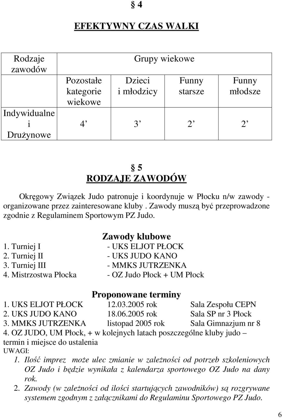 Turniej I - UKS ELJOT PŁOCK 2. Turniej II - UKS JUDO KANO 3. Turniej III - MMKS JUTRZENKA 4. Mistrzostwa Płocka - OZ Judo Płock + UM Płock Proponowane terminy 1. UKS ELJOT PŁOCK 12.03.