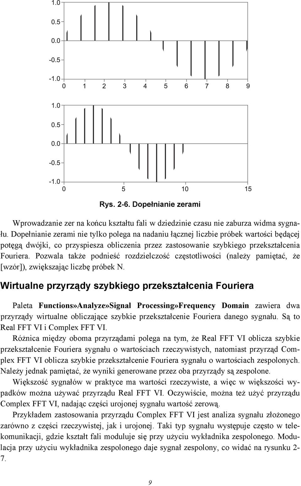 Pozwala także podnieść rozdzielczość częstotliwości (należy pamiętać, że [wzór]), zwiększając liczbę próbek N.