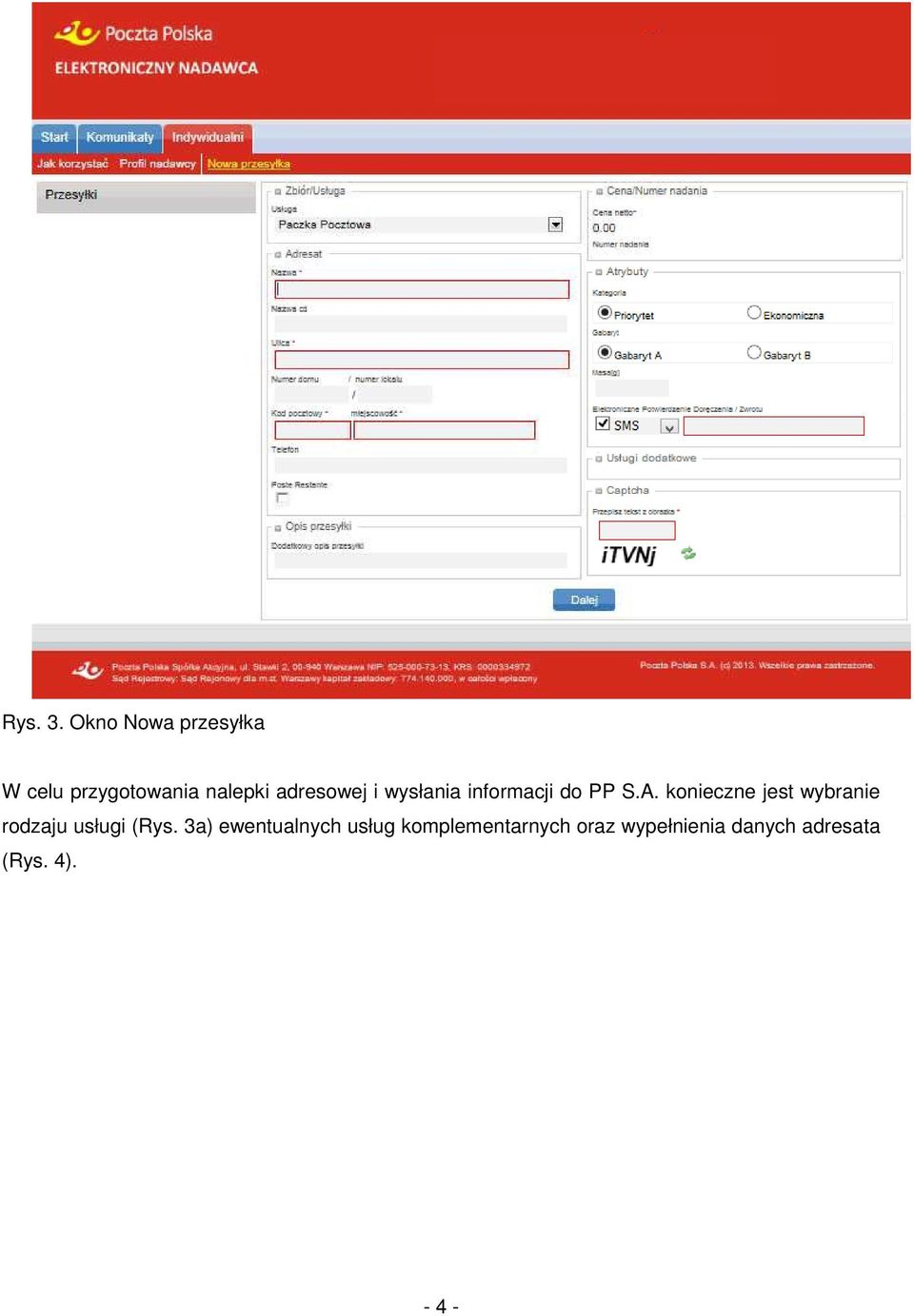 i wysłania informacji do PP S.A.