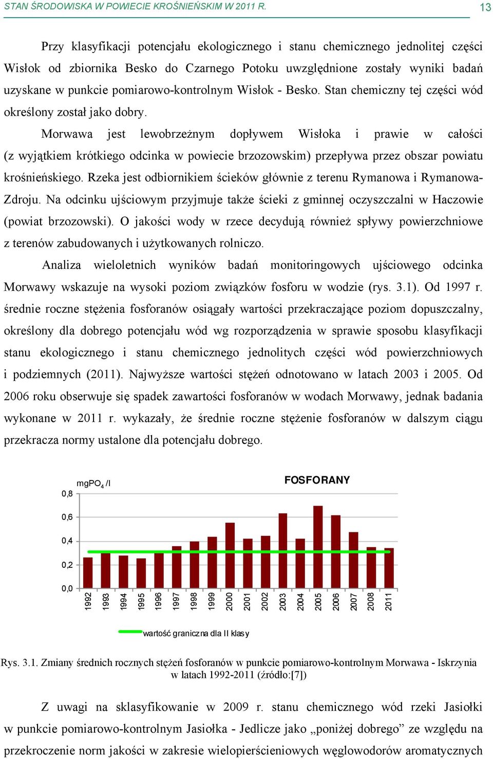 pomiarowo-kontrolnym Wisłok - Besko. Stan chemiczny tej części wód określony został jako dobry.