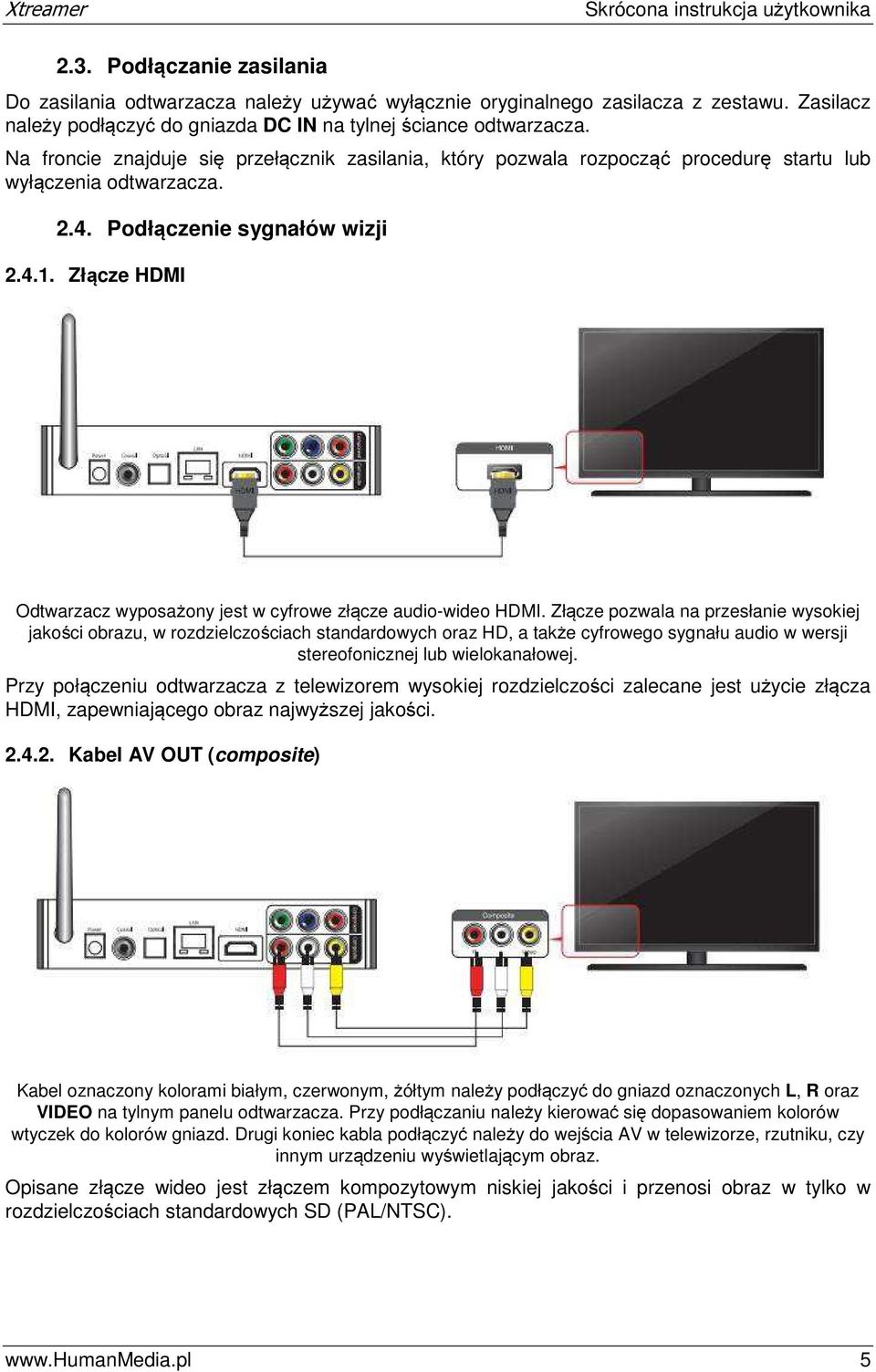 Złącze HDMI Odtwarzacz wyposażony jest w cyfrowe złącze audio-wideo HDMI.