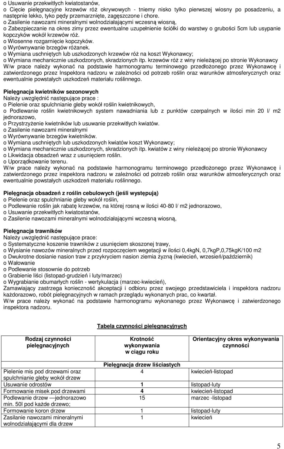 o Zasilenie nawozami mineralnymi wolnodziałającymi wczesną wiosną, o Zabezpieczanie na okres zimy przez ewentualne uzupełnienie ściółki do warstwy o grubości 5cm lub usypanie kopczyków wokół krzewów