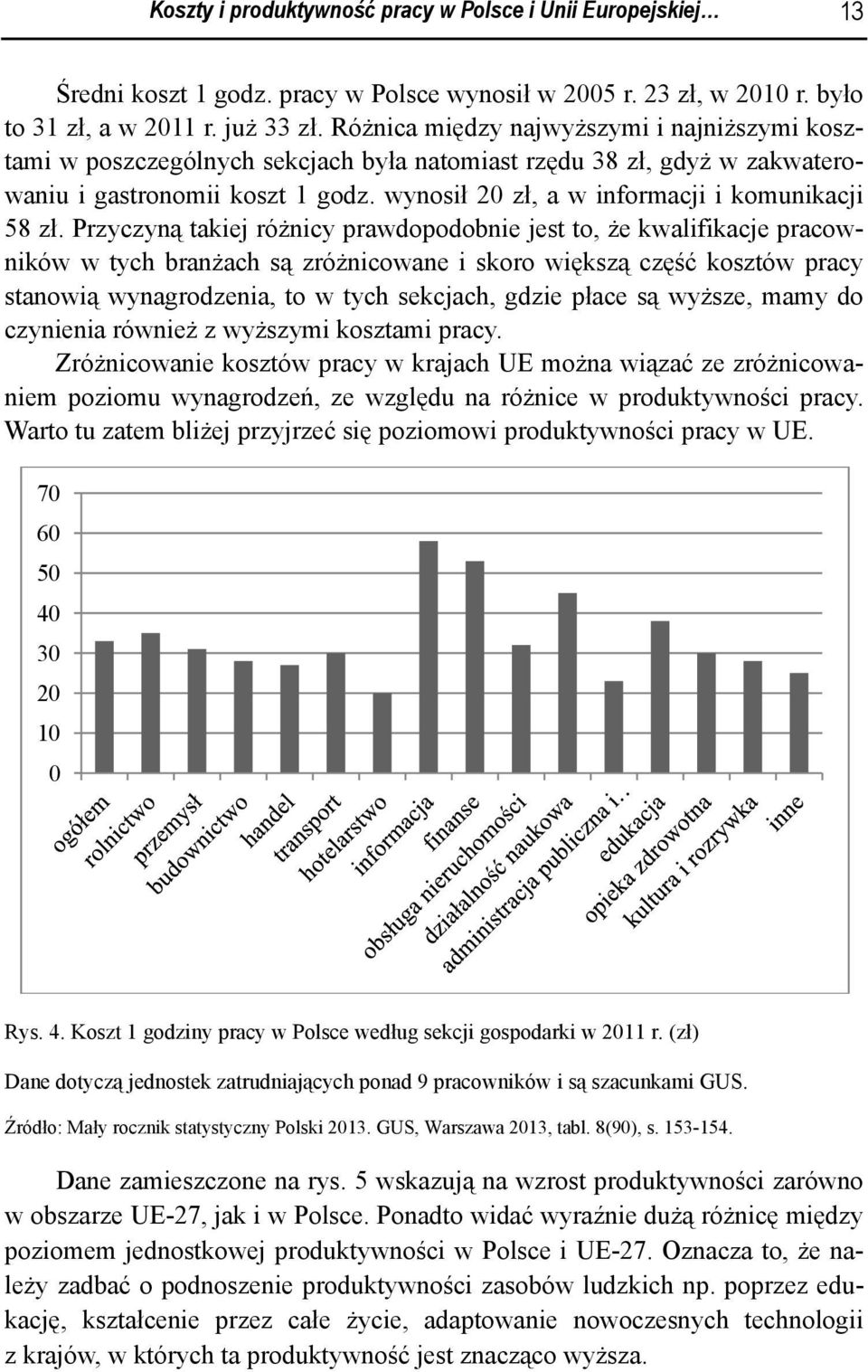 wynosił 2 zł, a w informacji i komunikacji 58 zł.