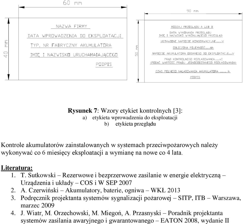 Sutkowski Rezerwowe i bezprzerwowe zasilanie w energie elektryczną Urządzenia i układy COS i W SEP 2007 2. A. Czerwiński Akumulatory, baterie, ogniwa WKŁ 2013 3.