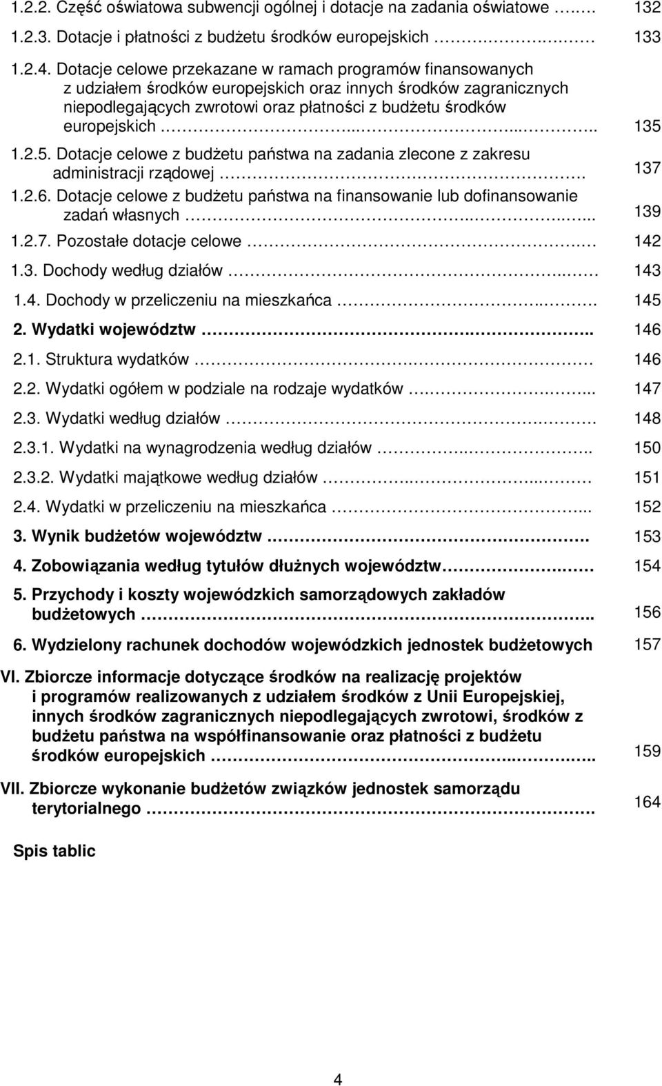 ........ 135 1.2.5. Dotacje celowe z budŝetu państwa na zadania zlecone z zakresu administracji rządowej. 137 1.2.6. Dotacje celowe z budŝetu państwa na finansowanie lub dofinansowanie zadań własnych.