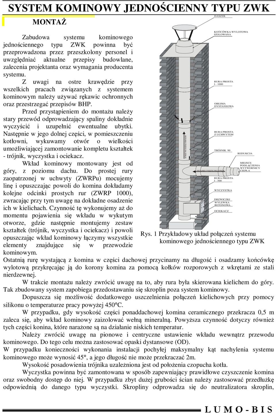 Przed przystąpieniem do montażu należy stary przewód odprowadzający spaliny dokładnie wyczyścić i uzupełnić ewentualne ubytki.