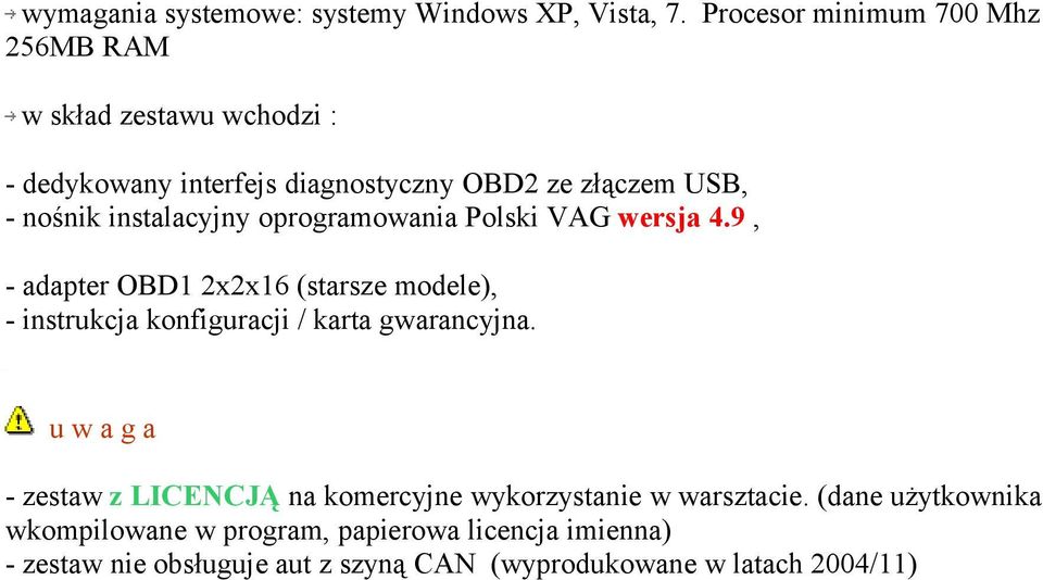 instalacyjny oprogramowania Polski VAG wersja 4.
