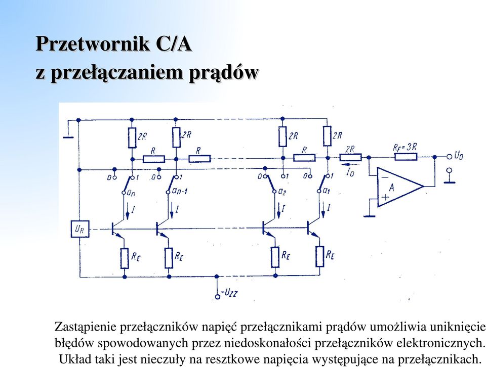 spowodowanych przez niedoskonałości przełączników elektronicznych.