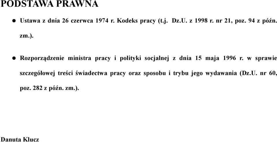 Rozporządzenie ministra pracy i polityki socjalnej z dnia 15 maja 1996 r.