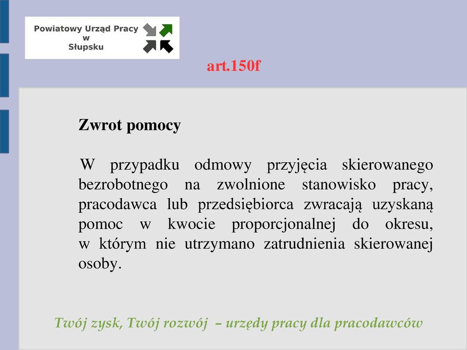 pracodawca lub przedsiębiorca zwracają uzyskaną pomoc w kwocie