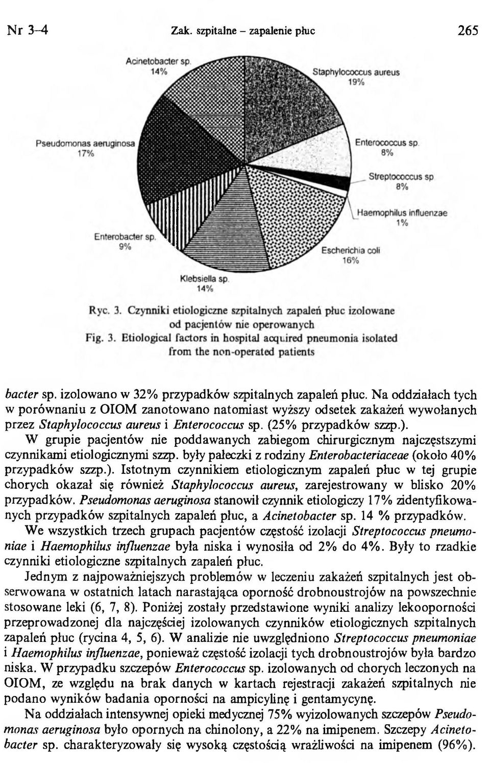 W grupie pacjentów nie poddawanych zabiegom chirurgicznym najczęstszymi czynnikami etiologicznymi szzp. były pałeczki z rodziny Enterobacteriaceae (około 40% przypadków szzp.).