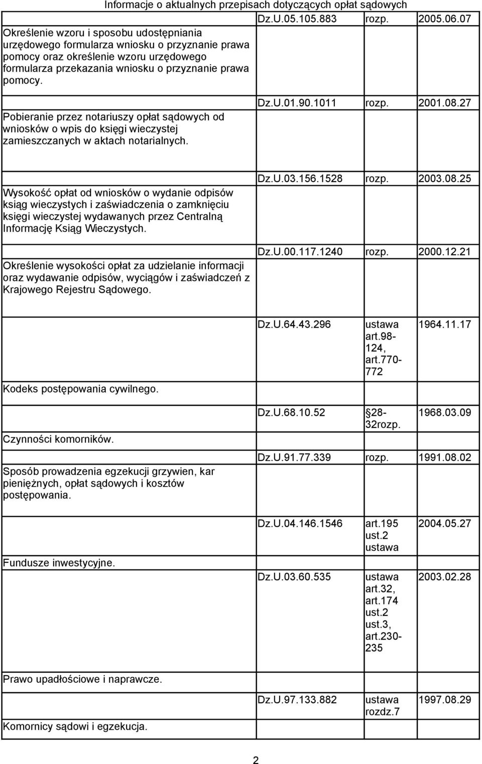 Pobieranie przez notariuszy opłat sądowych od wniosków o wpis do księgi wieczystej zamieszczanych w aktach notarialnych. Dz.U.01.90.1011 rozp. 2001.08.