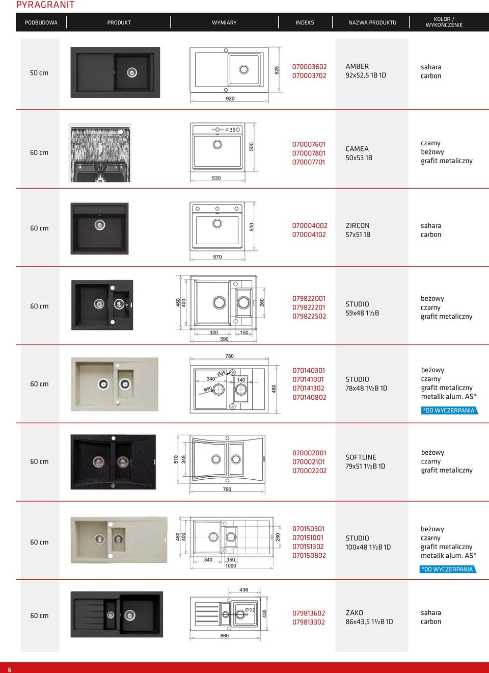 070141302 070140802 STUDIO 78x48 1½B 1D beżowy czarny grafit metaliczny metalik alum.