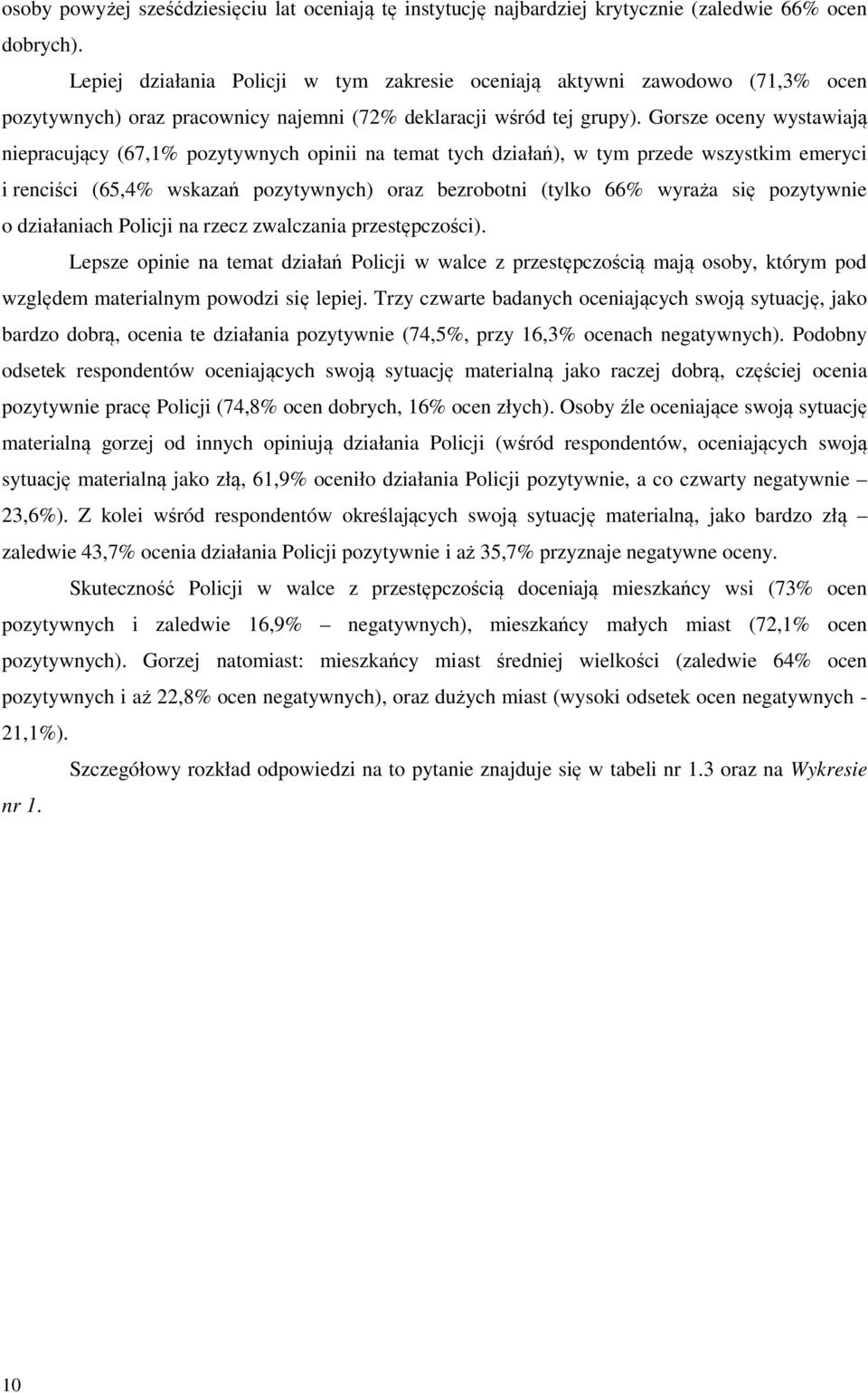 Gorsze oceny wystawiają niepracujący (67,1% pozytywnych opinii na temat tych działań), w tym przede wszystkim emeryci i renciści (65,4% wskazań pozytywnych) oraz bezrobotni (tylko 66% wyraża się