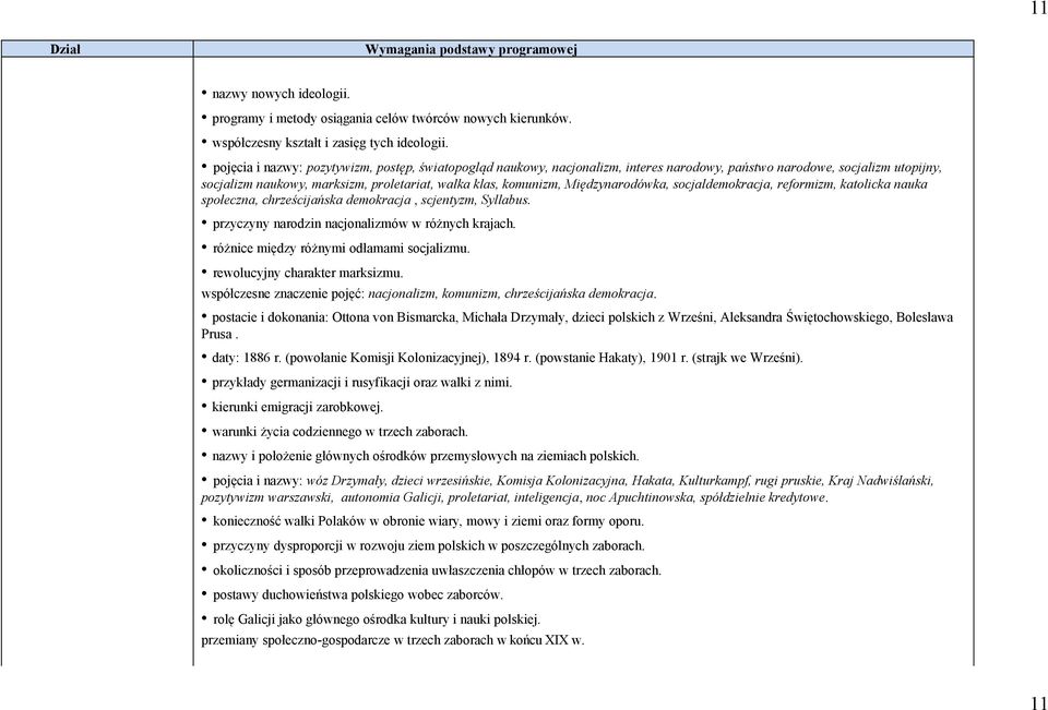 Międzynarodówka, socjaldemokracja, reformizm, katolicka nauka społeczna, chrześcijańska demokracja, scjentyzm, Syllabus. przyczyny narodzin nacjonalizmów w różnych krajach.