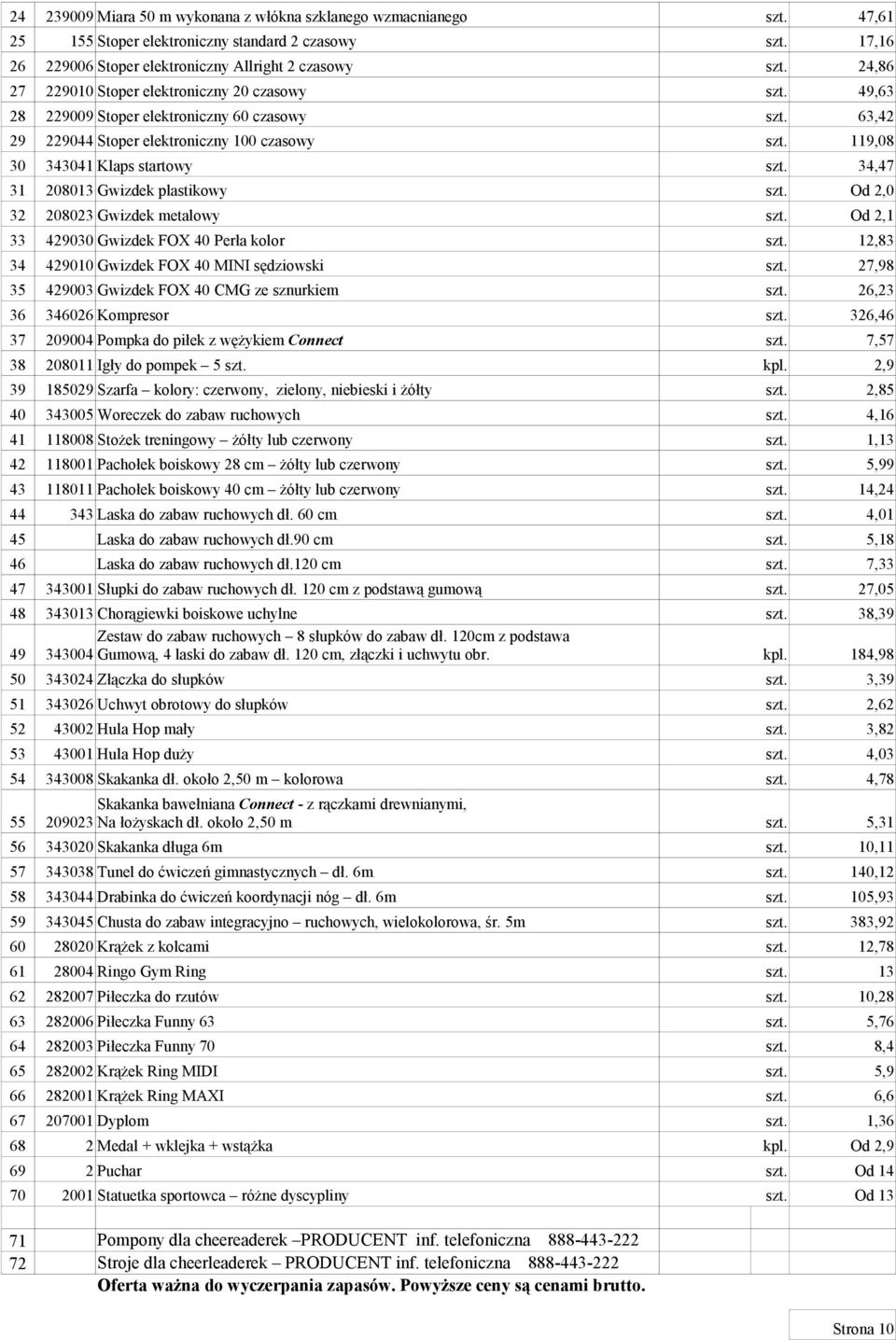 sędziowski,9 900 Gwizdek FOX 0 CMG ze sznurkiem, 0 Kompresor, 0900 Pompka do piłek z wężykiem Connect, 00 Igły do pompek,9 9 09 Szarfa kolory: czerwony, zielony, niebieski i żółty, 0 00 Woreczek do