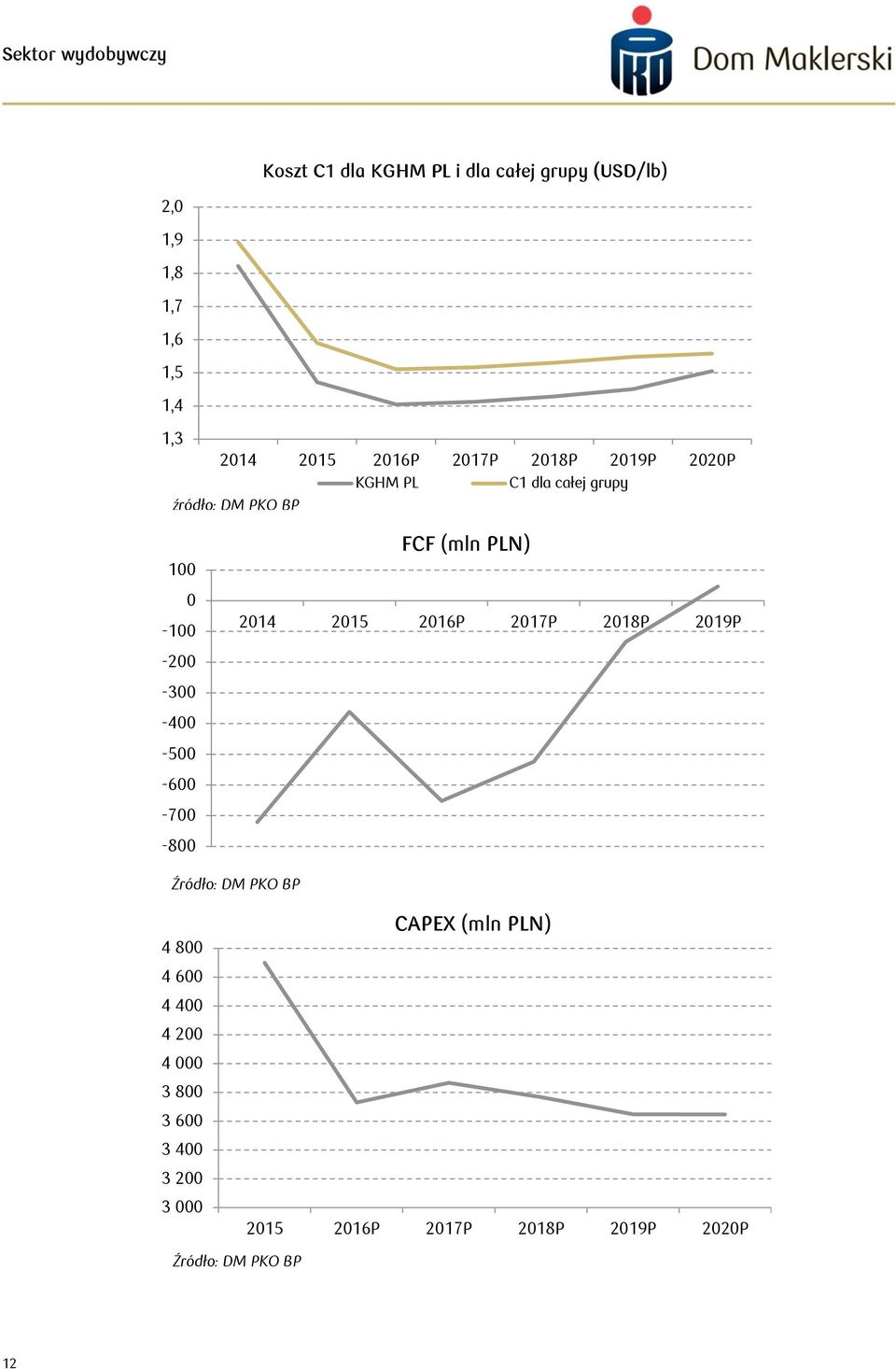 (mln PLN) 214 215 216P 217P 218P 219P -2-3 -4-5 -6-7 -8 Źródło: DM PKO BP 4 8 CAPEX